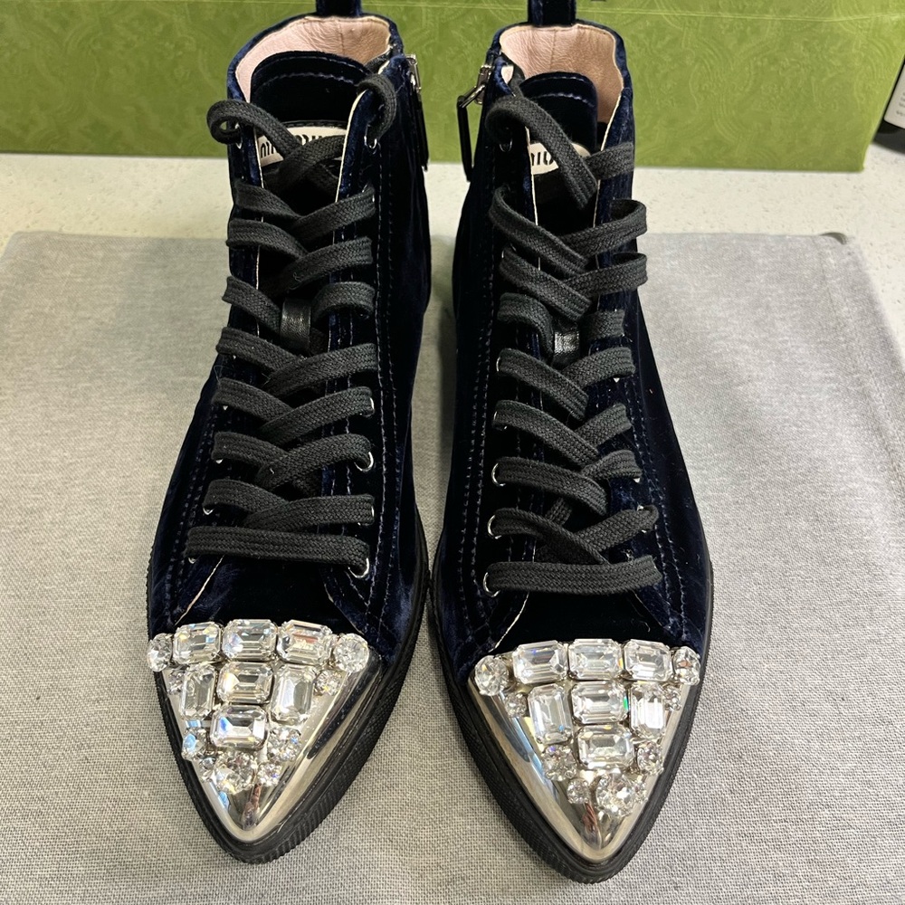Miu Miu Velvet blue high tops | Size: US 6.5
